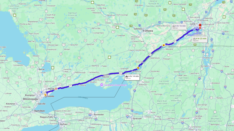 Moving Cost From Toronto to Montreal